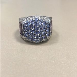 Genuine Tanzanite, Diamond, Amethyst ring